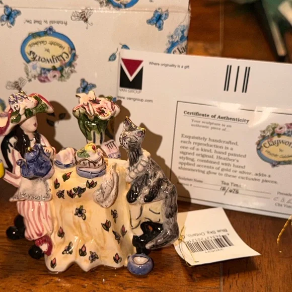 Clayworks by Heather Goldminc Presented By Blue Sky Whimsical Tea Party Figurine - Picture 10 of 15